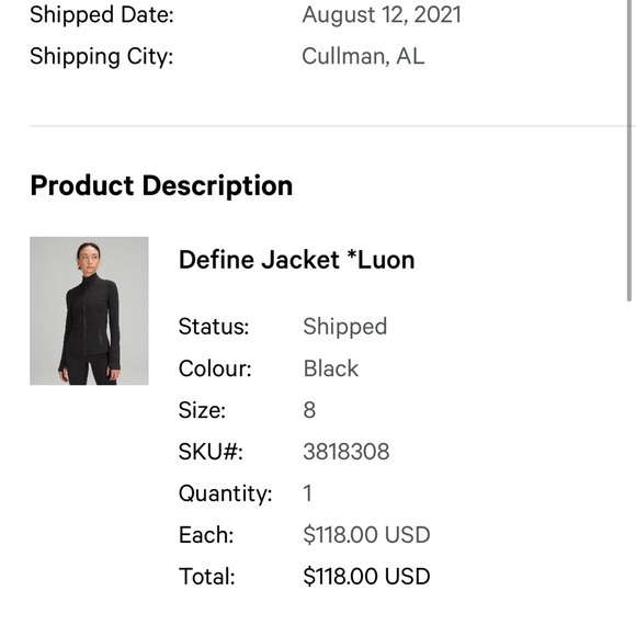 Lululemon Define Jacket Luon Black Size 8 - Picture 7 of 7
